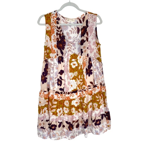 The Impeccable Pig Floral Patchwork Boho Mixed Print Swing Dress Anthropologie